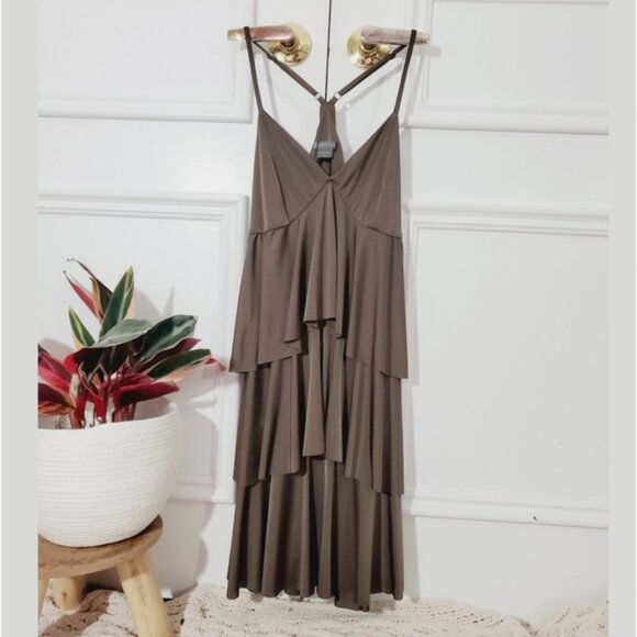 Armani Ex Vintage Satin Cascade Flowy Boho Dress- XS- NWOT - Picture 3 of 16